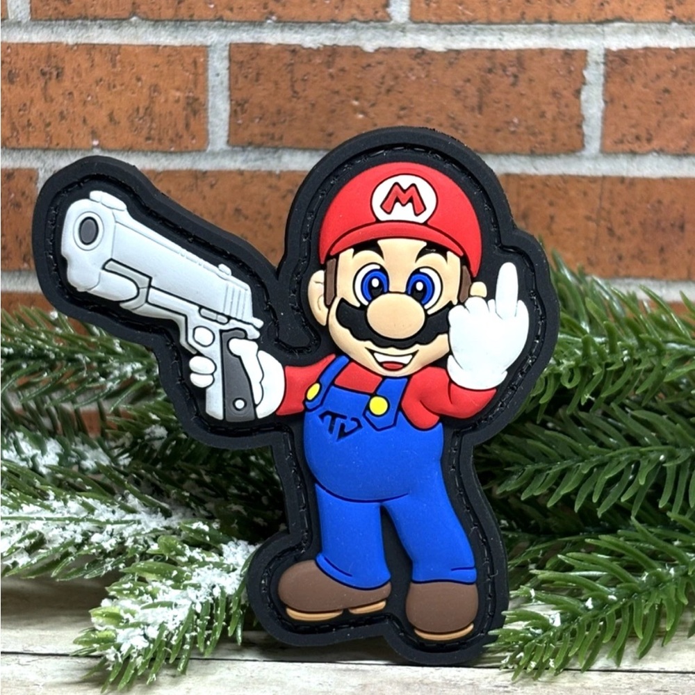 PVC Tactical Morale Patch,  Tactical Mario Patch,  Mario Bros. Gun Patch